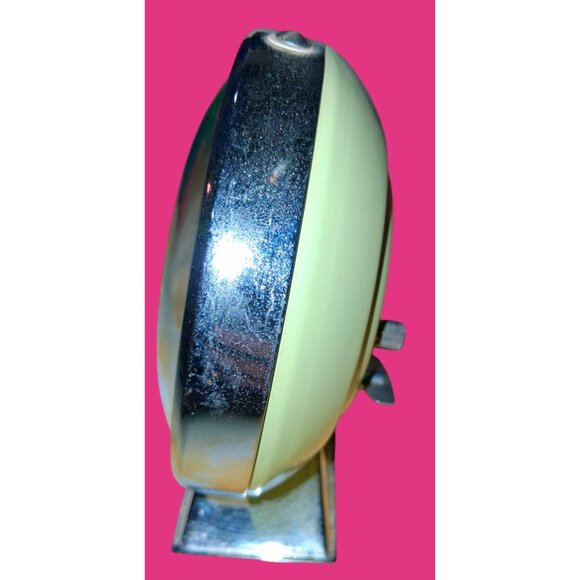 Vintage Blue Owl Design Alarm Clock With Chrome Base & Green Back Mid-Century St - Picture 8 of 9